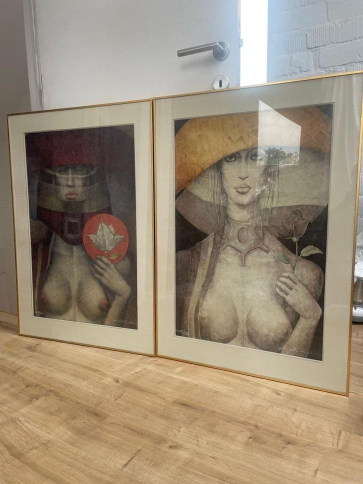 2 werken Jef Van Tuerenhout (zeefdruk), Antiek en Kunst, Kunst | Schilderijen | Klassiek, Ophalen