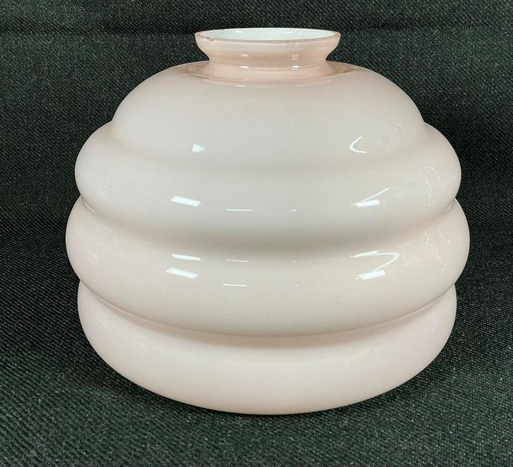Antiek Art Deco soft roze glazen lampekap plafondlamp, Antiek en Kunst, Curiosa en Brocante, Ophalen of Verzenden