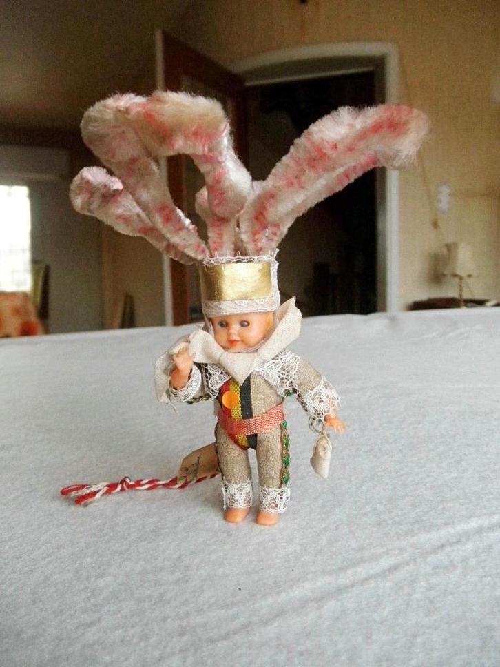 Vintage - Gille de Binche poupée miniature de 1950, Verzamelen, Poppen, Gebruikt, Pop, Ophalen