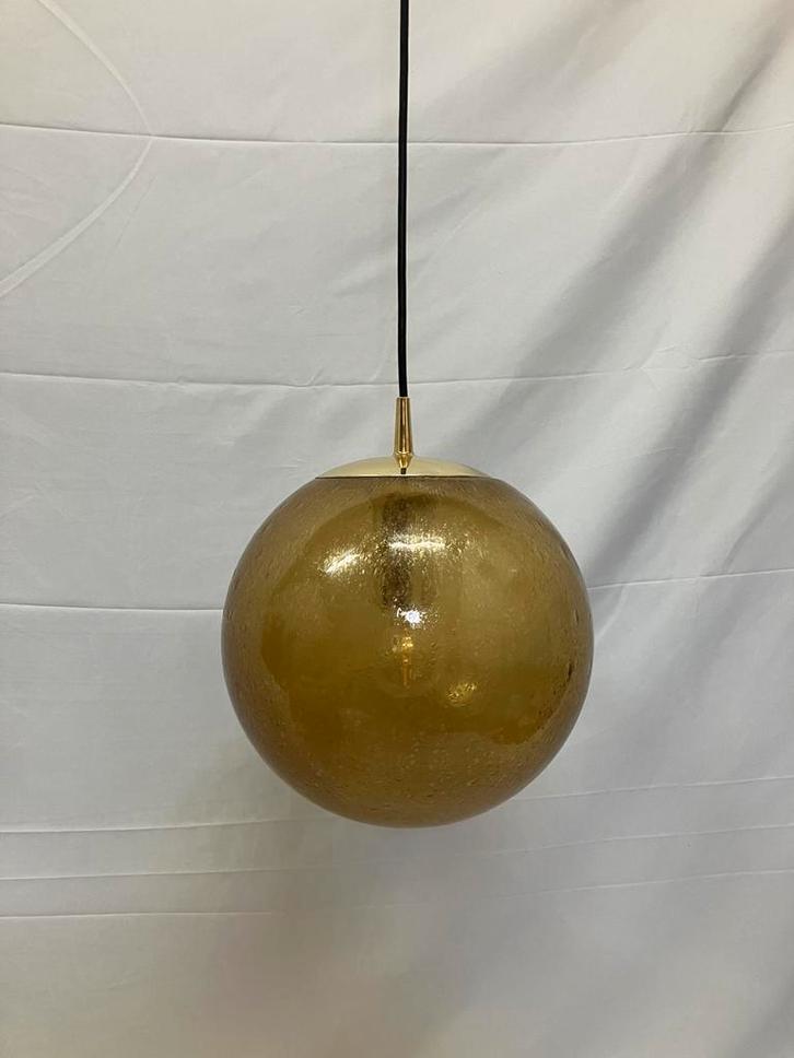 Vintage Peill und Putzler hanglamp ø35 amber bubbelglas NOS!, Huis en Inrichting, Lampen | Losse lampen, Gebruikt, Ophalen of Verzenden