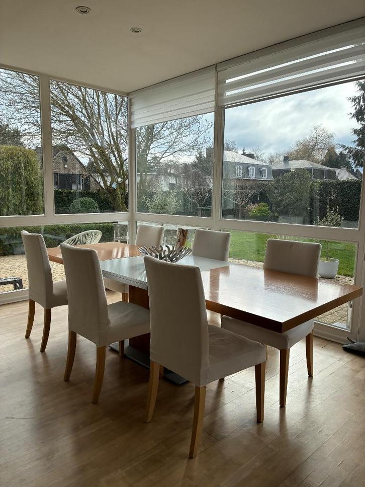 Witte eetkamerstoelen HENRIKSDAL, Huis en Inrichting, Stoelen, Zo goed als nieuw, Vijf, Zes of meer stoelen, Hout, Stof, Wit, Ophalen