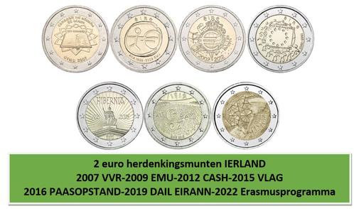 2 euro herdenkingsmunten Ierland 2007-2022, Postzegels en Munten, Munten | Europa | Euromunten, 2 euro, Ierland, Ophalen of Verzenden