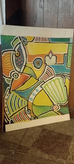 Peinture mixte abstraite Serge Montegnies, 73x100, n594, Enlèvement