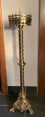 Hoge koperen kandelaar 77 cm hoog behandeld gevernist, Ophalen of Verzenden