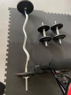 Fitnessbank, halters en bar met gewichten, Sport en Fitness, Ophalen, Zo goed als nieuw, Fitnessbank