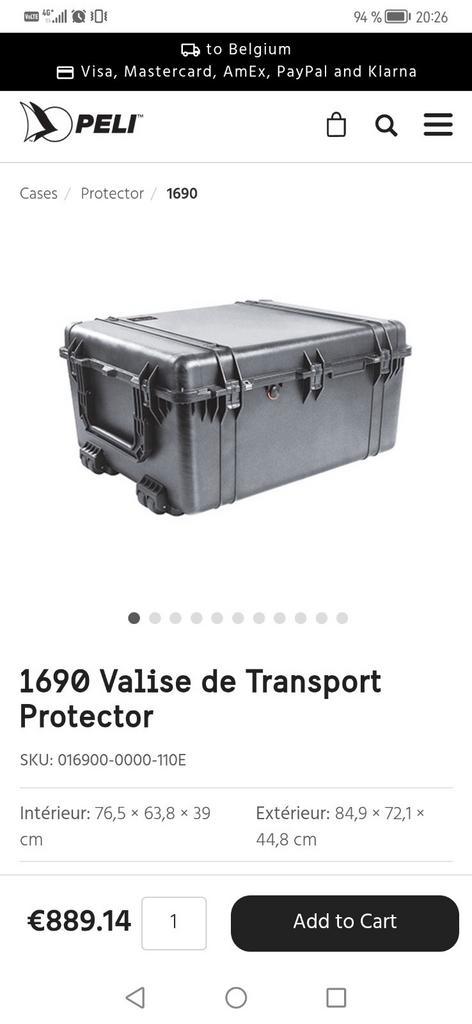 malle pelicase 1690 protector  sans mousse, Muziek en Instrumenten, Behuizingen en Koffers, Gebruikt, Ophalen