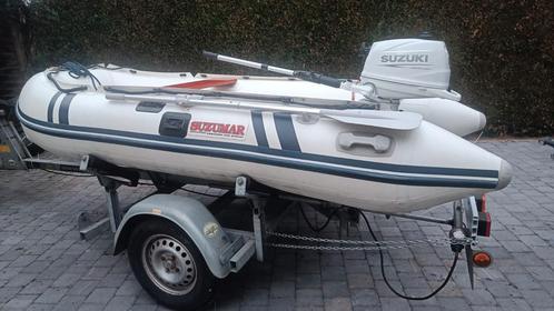 Suzumar 320 met Suzuki 6pk +trailer, Watersport en Boten, Rubberboten, Zo goed als nieuw, Benzine, Ophalen