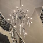 IJspegelluchter 24 lampen voor in een hoge hal, Huis en Inrichting, Lampen | Kroonluchters, Ophalen, Gebruikt, Glas