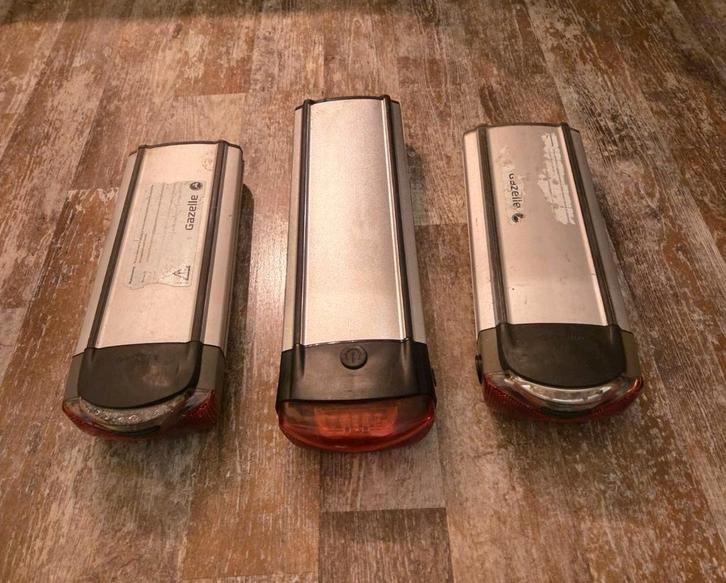 Gazelle accu's 3 stuks ( DEFECT ), Fietsen en Brommers, Fietsaccessoires | Fietsaccu's, Gebruikt, Ophalen of Verzenden