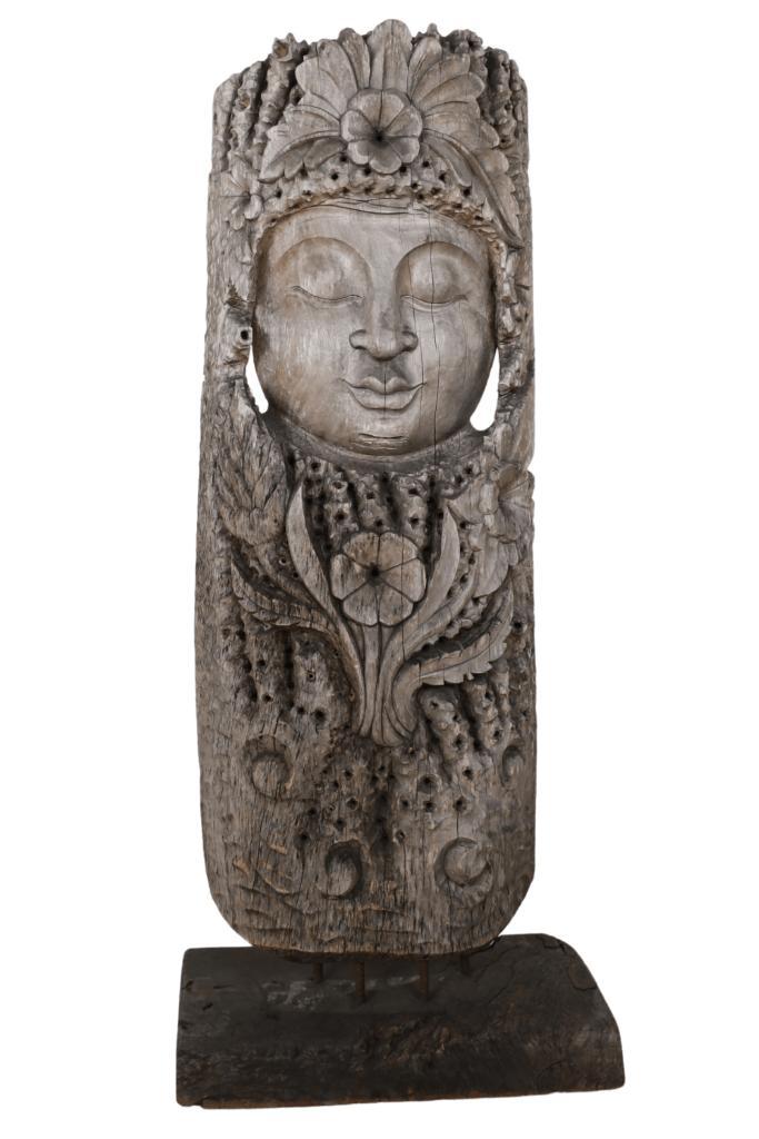 houten boeddha, Tuin en Terras, Tuinbeelden, Nieuw, Boeddhabeeld, Hout, Ophalen of Verzenden