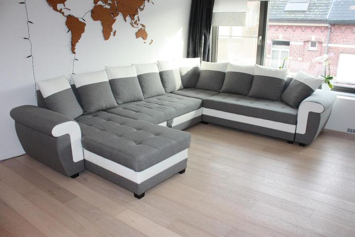 Hoekzetel met opbergruimte en slaapbank, Huis en Inrichting, Zetels | Zetels, Zo goed als nieuw, Hoekbank, Vierpersoons of meer