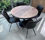 Tafel + 4 stoelen, Huis en Inrichting, Ophalen, 100 tot 150 cm, Rond, Zo goed als nieuw