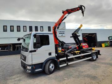 MAN TGL 12.250 Containerhaakysteem Jimeca met kraan Palfinge, Autos, 250 ch, Argent ou Gris, Achat, Euro 6
