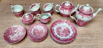 Zesdelig servies Engels aardewerk Ridgway roos beschikbaar voor biedingen
