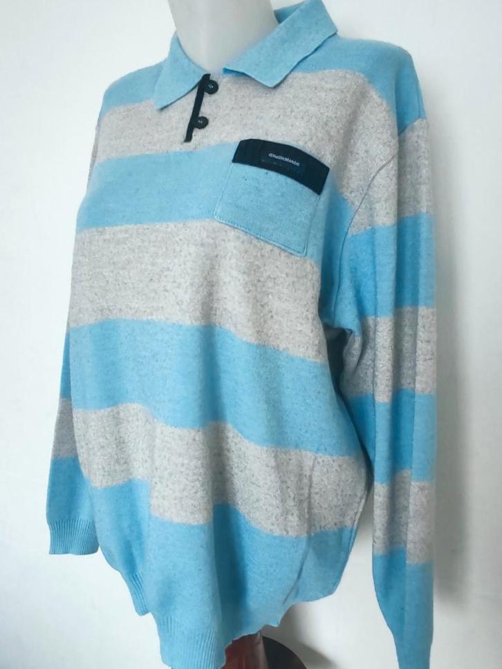 Pull homme à rayures bleu clair et gris col polo boutonné Ta, Vêtements | Hommes, Polos, Comme neuf, Bleu, Enlèvement ou Envoi