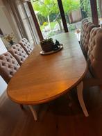 Eiken verlengbare eettafel met 6 stoelen, Huis en Inrichting, Tafels | Eettafels, Ophalen, Zo goed als nieuw