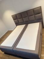 Boxspring met gevuld hoofdbord (kwaliteit!), Huis en Inrichting, Ophalen, Bruin, Tweepersoons, Zo goed als nieuw