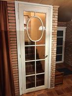 Vintage houten binnendeur met glas en ovaal sierraam, Porte intérieure, Enlèvement, Verre, 215 cm ou plus