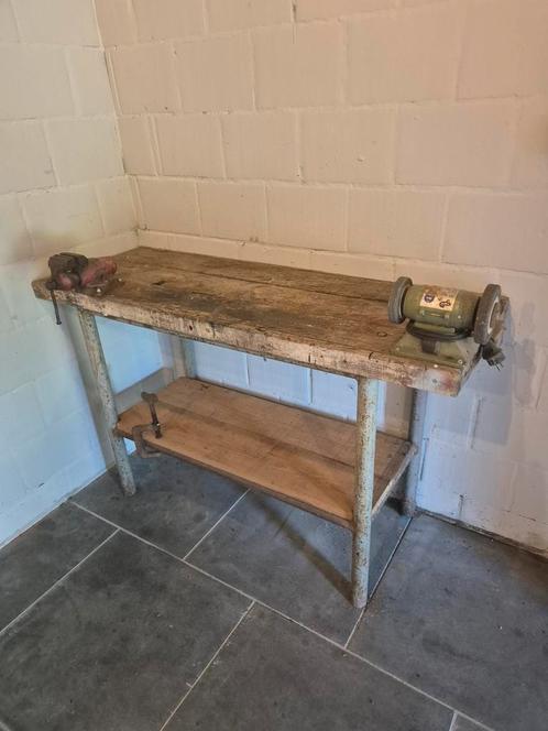 Prachtige oude fabrieks werkbank, Huis en Inrichting, Tafels | Sidetables, Gebruikt, Ophalen