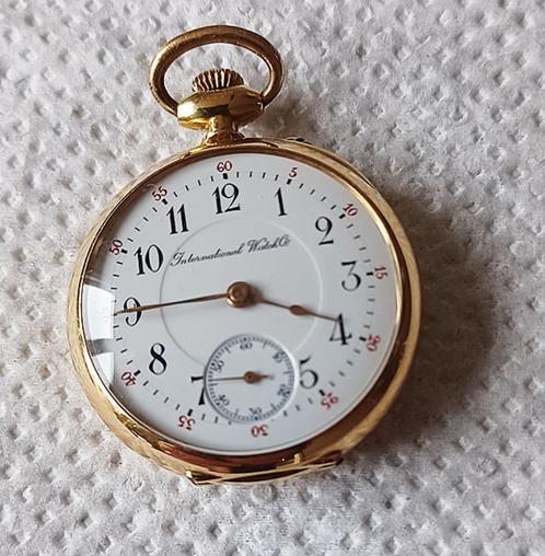 18 KT gouden IWC zakhorloge, Handtassen en Accessoires, Horloges | Antiek, Zakhorloge, Goud, 1900 tot 1930, Ophalen of Verzenden