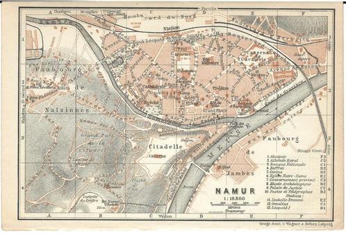 1905 - Namur plan de la ville, Livres, Atlas & Cartes géographiques, Enlèvement ou Envoi