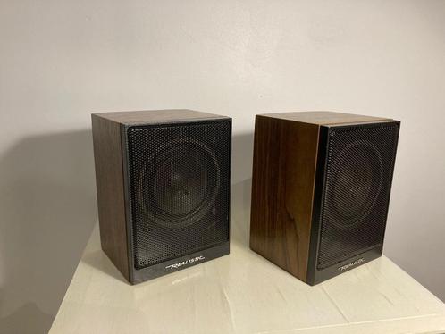 Vintage speakers Realistic Minimus-2.5 Manufactured in Korea, Audio, Tv en Foto, Luidsprekerboxen, Zo goed als nieuw, Front, Rear of Stereo speakers