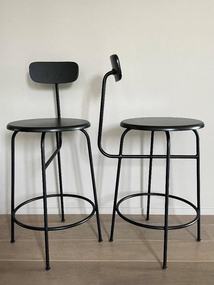 2 chaises de bar Afteroom - Menu (Audio Copenhagen), Maison & Meubles, Tabourets de bar, Utilisé, 60 à 90 cm, Bois, Métal, 2 tabourets