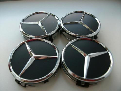Mercedes wieldoppen mat zwart Ø 75 mm, Auto-onderdelen, Overige Auto-onderdelen, Mercedes-Benz, Nieuw, Ophalen of Verzenden