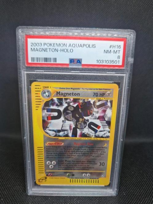 Magneton Holo Aquapolis PSA 8, Hobby en Vrije tijd, Verzamelkaartspellen | Pokémon, Zo goed als nieuw, Ophalen of Verzenden