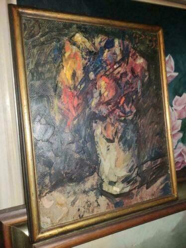 huile sur panneau fleur signe philippe schott, Antiek en Kunst, Kunst | Schilderijen | Klassiek, Ophalen of Verzenden