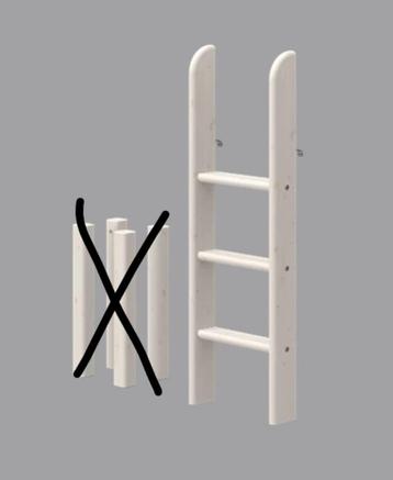 Rechte ladder met 3 treden voor bed Flexa Classic Blanchi