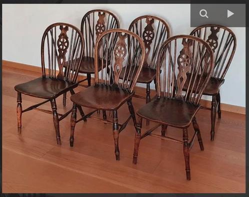 Set van 6 Windsor stoelen in iep, Brits circa 18de eeuw, Antiek en Kunst, Antiek | Meubels | Stoelen en Sofa's, Ophalen
