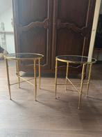 Set van 2 bijzettafels goud en spiegel, Huis en Inrichting, Tafels | Bijzettafels, Minder dan 55 cm, Metaal of Aluminium, Rond
