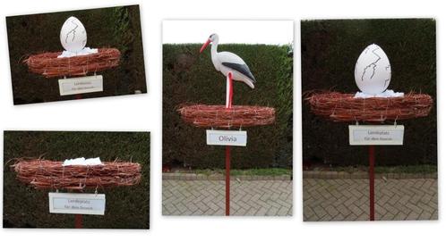 3D ooievaar en 3D "geboorte ei " + 3D nest van echte takken, Kinderen en Baby's, Kraamcadeaus en Geboorteborden, Nieuw, Geboortebord