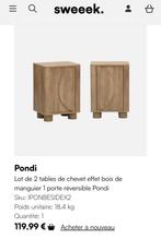 Tables de chevet neuves, 60×49×23cm, effet manguier, Maison & Meubles, Enlèvement ou Envoi