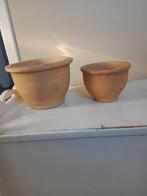 Leuke bloempotten 2x licht bruin, Tuin en Terras, Ophalen, Gebruikt
