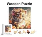 Wooden Puzzle - Welpje met bloemenkrans - L, Ophalen of Verzenden, Minder dan 500 stukjes, Zo goed als nieuw, Legpuzzel