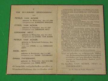 WO2 burgerlijke oorlog slachtoffers 1944 Waterland-Oudeman beschikbaar voor biedingen