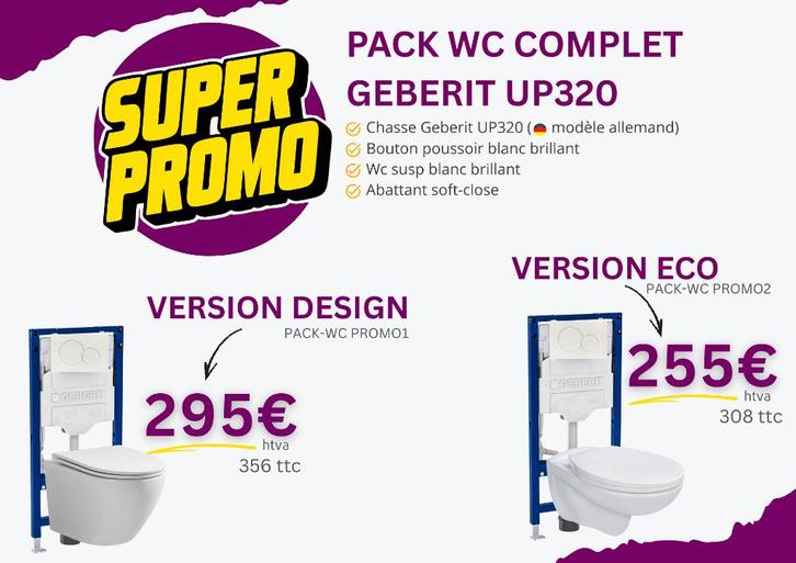 PACK WC COMPLET GEBERIT UP320 PROMO !, Doe-het-zelf en Bouw, Sanitair, Nieuw, Toilet, Ophalen