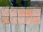 10 terracotta tegeltjes, m leeuw, Doe-het-zelf en Bouw, Tegels, Ophalen, Gebruikt