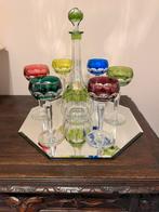 VSL kristale gekleurde glazen 6 st H 18,3 VSL karaf H 36 cm, Antiek en Kunst, Antiek | Glaswerk en Kristal, Ophalen