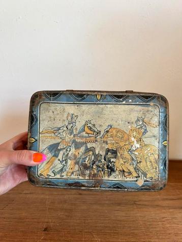 Ancienne boîte en fer blanc pour chevaliers Damoiseau, Enlèvement ou Envoi