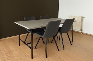 Tafel 90x200 + 4 stoelen grijs beschikbaar voor biedingen