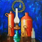 "Flessen, een sleutel en een oude petroleumlamp", Antiek en Kunst, Verzenden