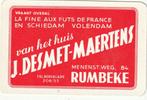 LIK 156 / S K DESMET MAERTENS RUMBEKE TEL 206 53, Verzamelen, Speelkaarten, Jokers en Kwartetten, Verzenden, Nieuw, Speelkaart(en)