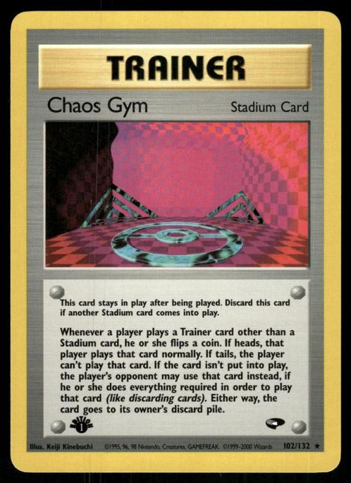 Chaos Gym 102/132 - Gym Challenge (1st edition), Hobby en Vrije tijd, Verzamelkaartspellen | Pokémon, Gebruikt, Verzenden