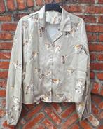 Shein - blouse LM - maat L - khaki tijgerprint, Kleding | Dames, Blouses en Tunieken, Verzenden, Maat 42/44 (L), Zo goed als nieuw