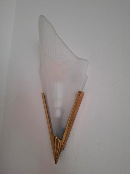 Wandlampen in art deco, glas en messing, Antiek en Kunst, Antiek | Verlichting, Ophalen of Verzenden