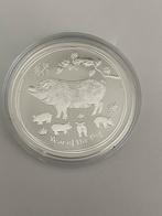 Zilveren 1oz munt 2019 Lunar Ii pig, Ophalen of Verzenden, Zilver
