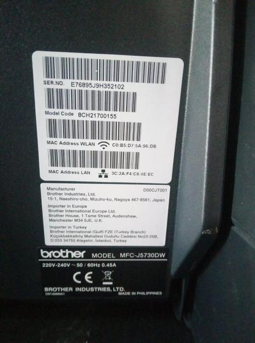Printer Brother MFC-J5730DW, Computers en Software, Printers, Zo goed als nieuw, All-in-one, Laserprinter, Faxen, Kleur printen